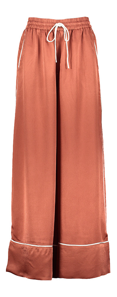 Pantalon large couleur rouille à fines rayures Hontgommery Essentiel