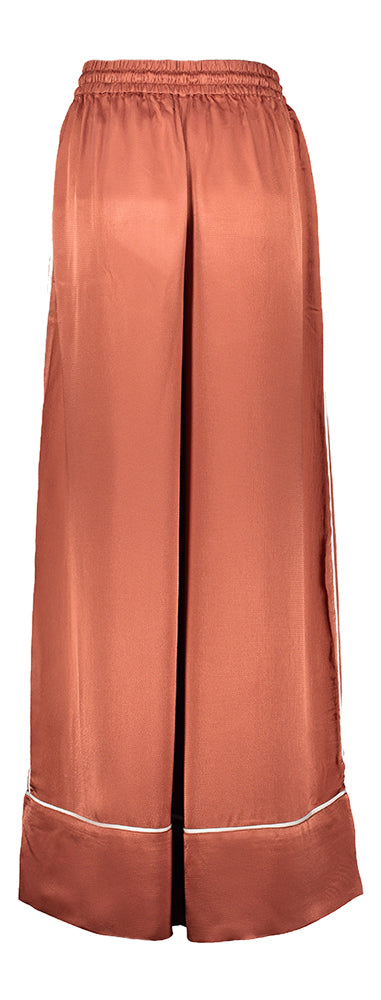 Pantalon large couleur rouille à fines rayures Hontgommery Essentiel