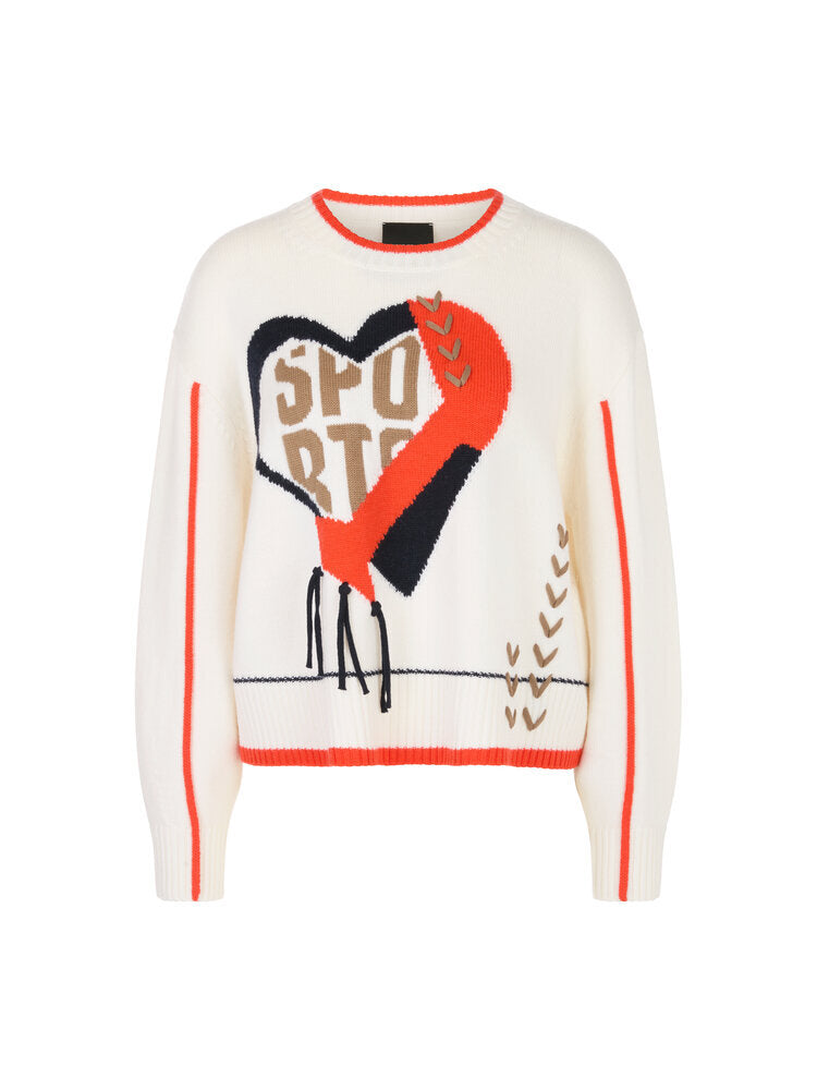 Pull en coton écru imprimé Marccain