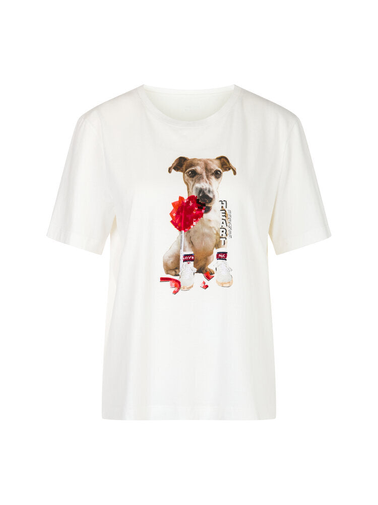 T-shirt blanc à imprimé chien Marccain