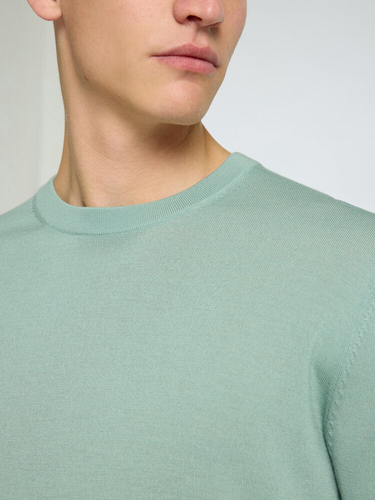 Licht groene trui met ronde hals in merino wol Selected