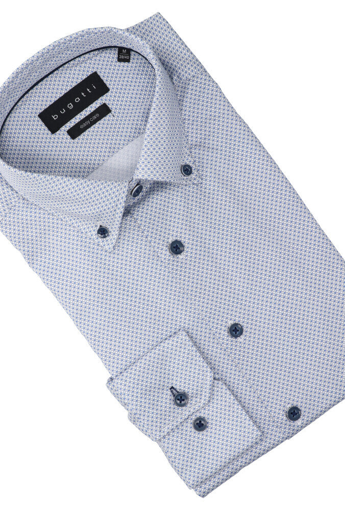 Wit katoenen hemd ( regular fit) met details en lange mouwen