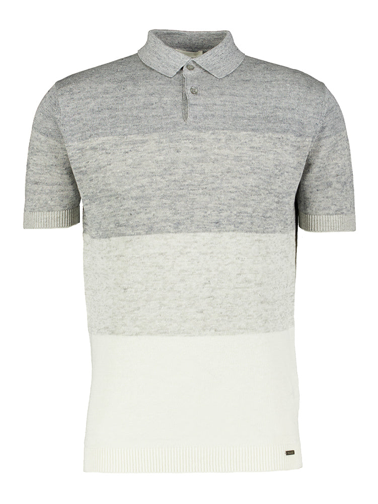 Polo en lin rayé gris Gentiluomo
