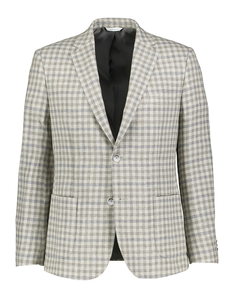 Blazer à carreaux marron/beige, coupe slim, Gentiluomo