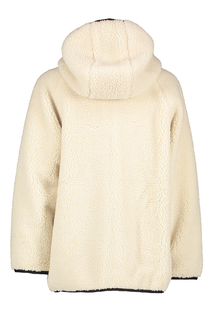 Beige jas in teddy stof met blauwe accenten Element