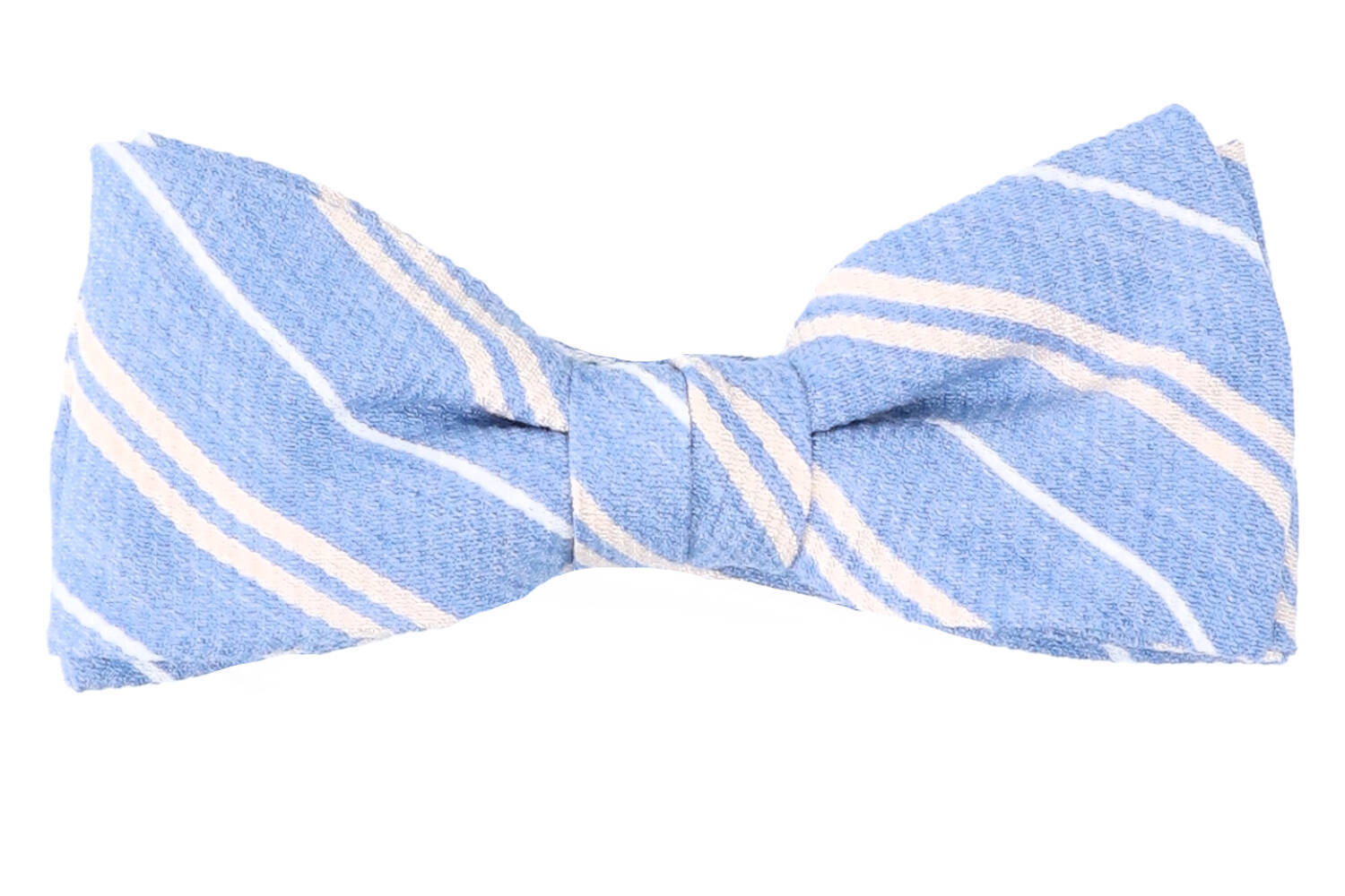 Nœud papillon couleur denim à rayures beiges Bobbie Blue Bay