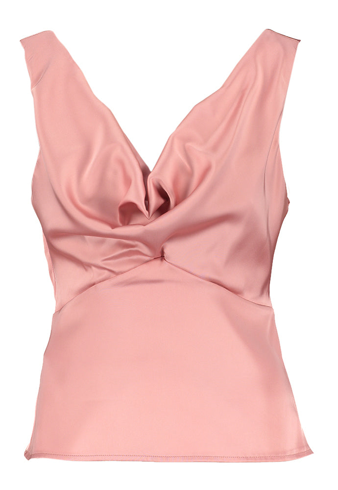 Roze feestelijke top met diepe rug Rinascimento