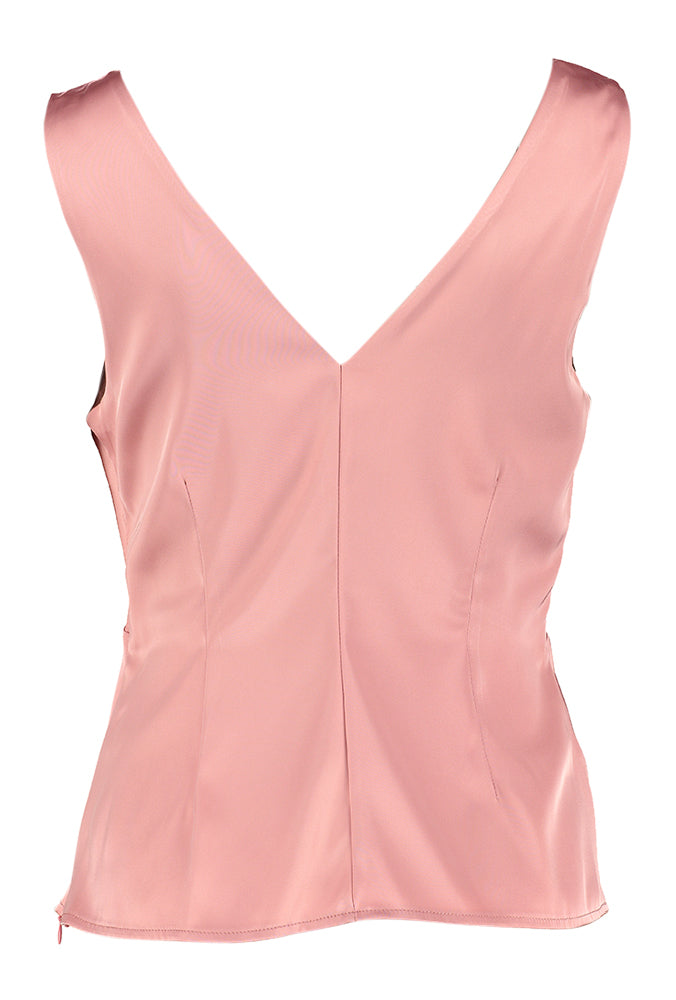 Roze feestelijke top met diepe rug Rinascimento