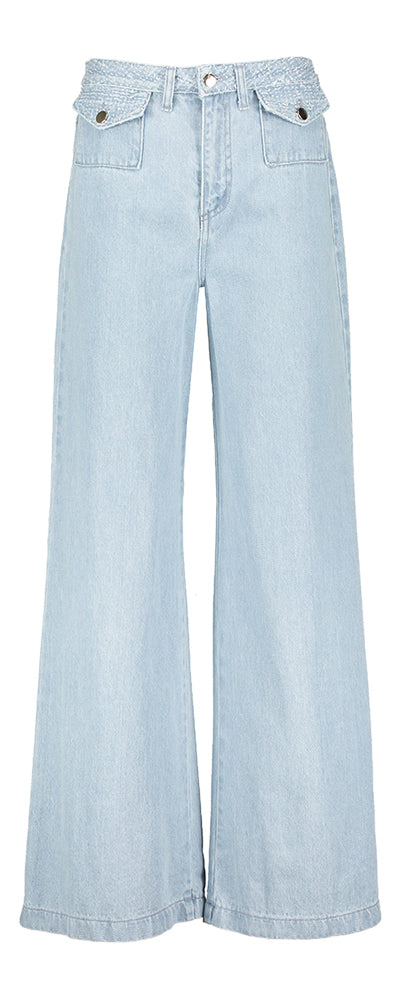 Lichtkleurige straight fit jeans met goudkleurige knopen Rinascimento