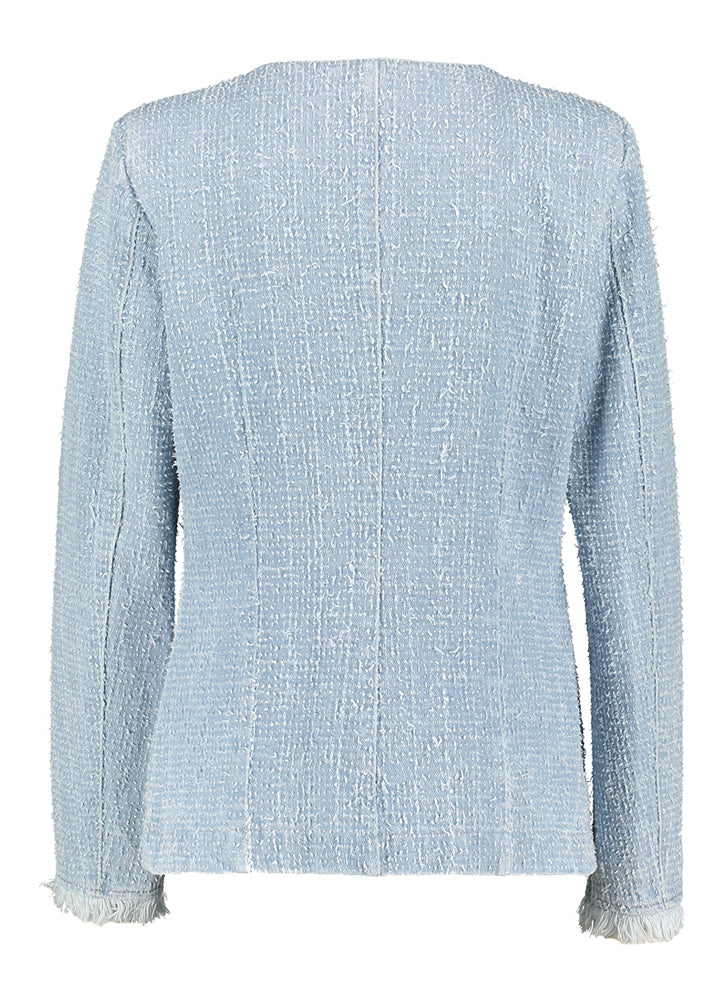 Blazer en denim à détails effilochés Rinascimento