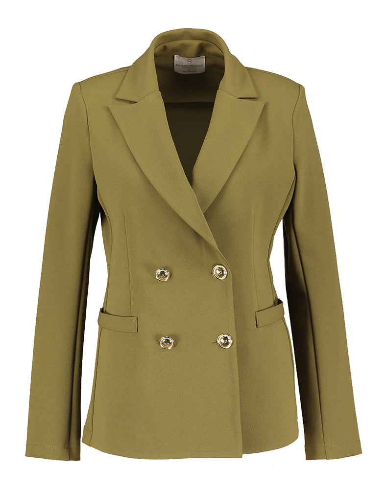 Kaki groene geklede blazer met goouden knopen Rinascimeneto