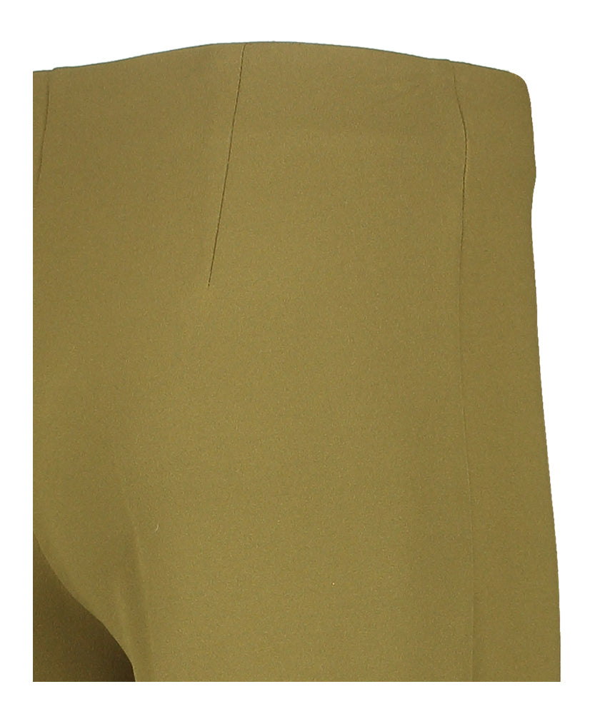 Kaki aansluitende broek met wijdvallende benen Rinascimento