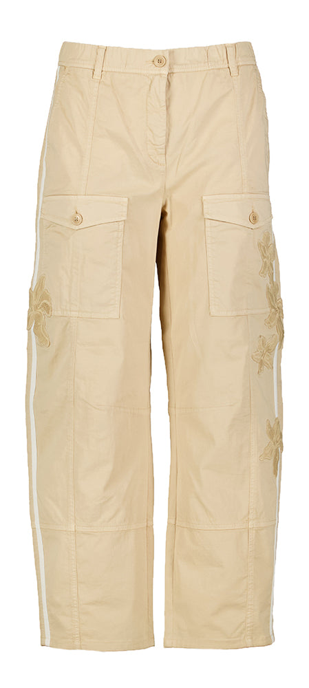 Pantalon cargo beige à motif floral Orange Cambio