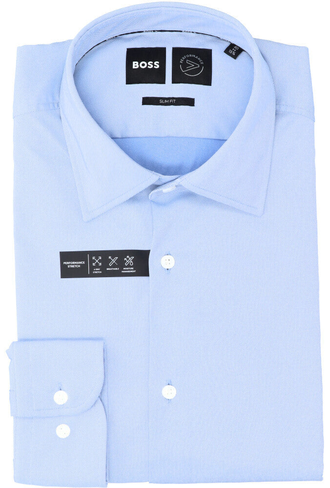 Chemise en coton bleu pastel clair (coupe ajustée) à manches longues Hugo Boss