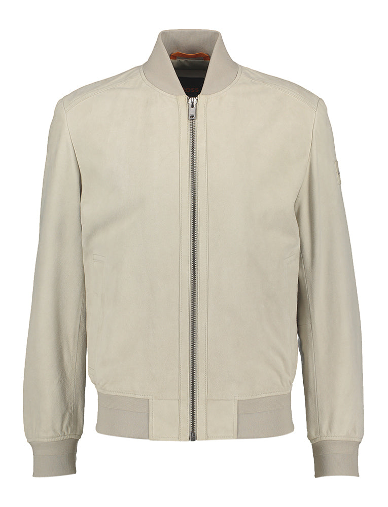 Veste en daim gris-beige zippée Joflag Hugo Boss