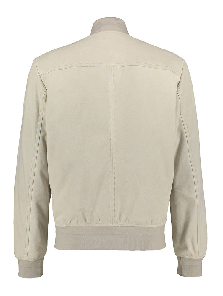 Veste en daim gris-beige zippée Joflag Hugo Boss