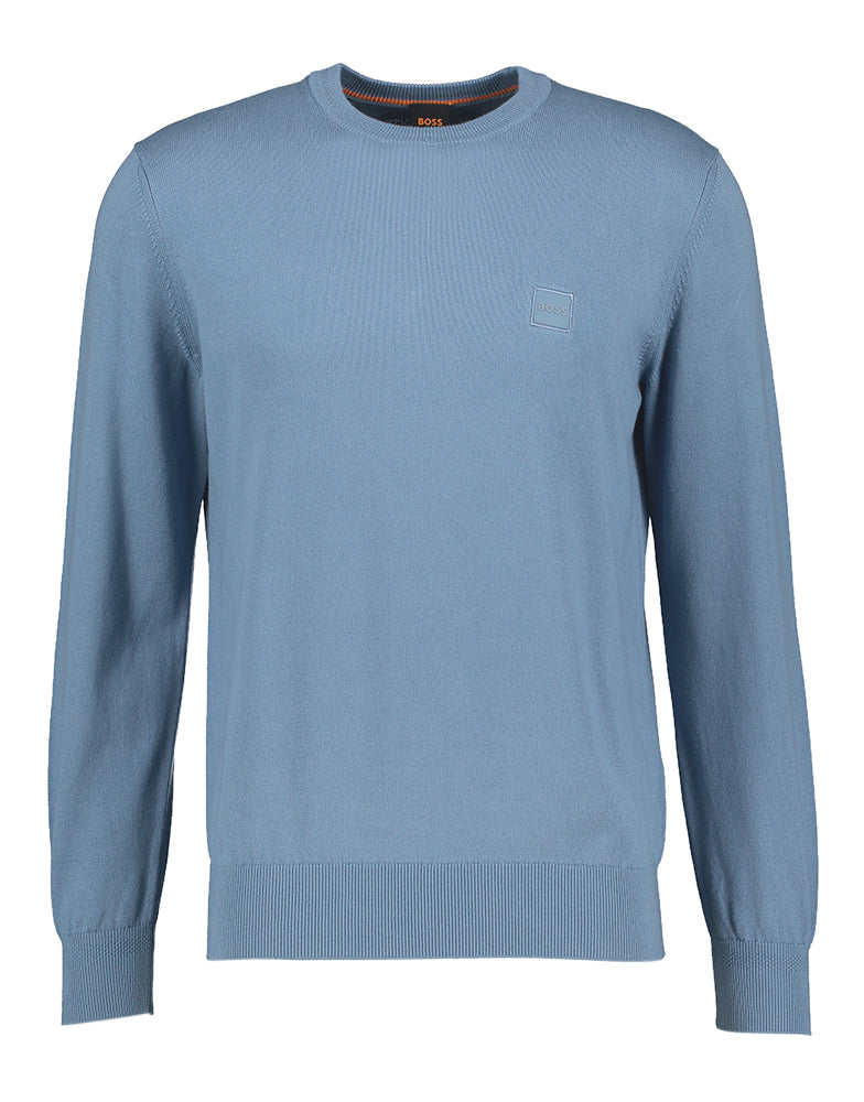 Pull Hugo Boss bleu clair en coton à col rond