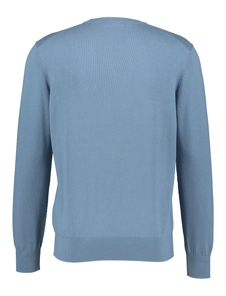 Pull Hugo Boss bleu clair en coton à col rond