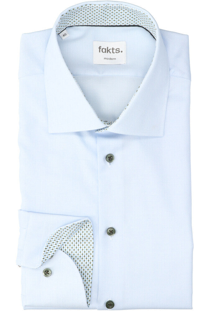 Chemise en coton bleu clair (coupe classique) à manches longues Fakts
