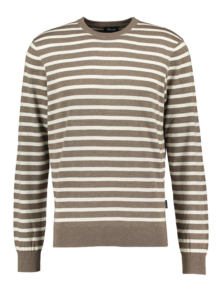 Pull marron à rayures écrues Faconnable