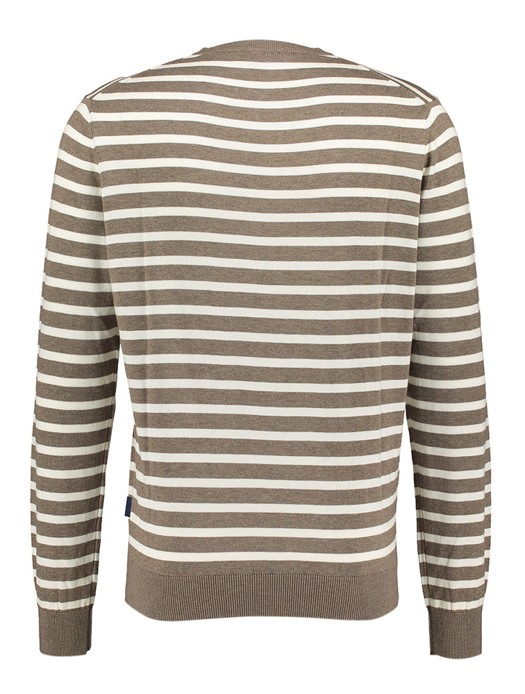 Pull marron à rayures écrues Faconnable