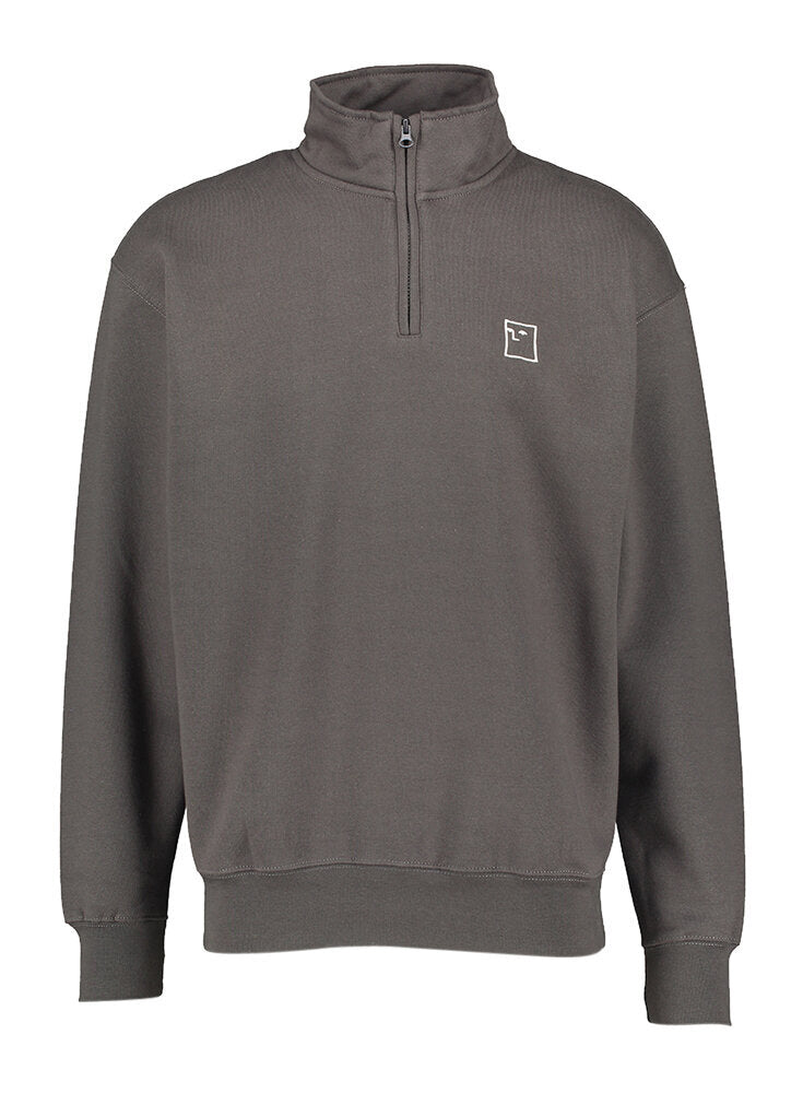 Pull gris à fermeture éclair courte et logo Block Head Nnsn