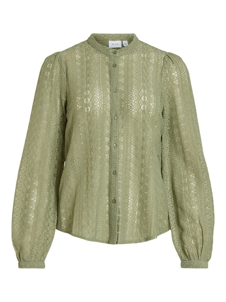 Olijfgroene blouse in kant Vichikka Vila