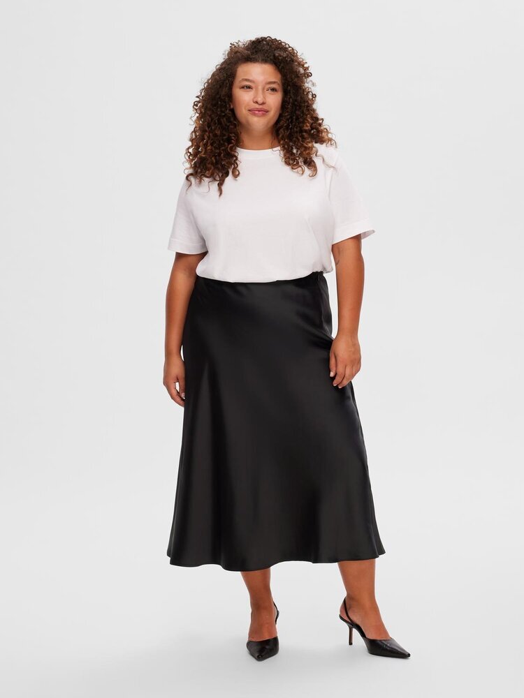 Jupe longue noire en tissu brillant Selected Femme