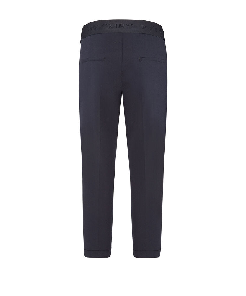 Blauwe lange broek met elastiek in de taille Kim Cambio