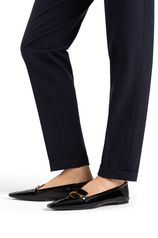 Blauwe lange broek met elastiek in de taille Kim Cambio