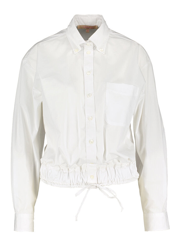 Witte katoenen hemdblouse met gestropt detail La Camicia