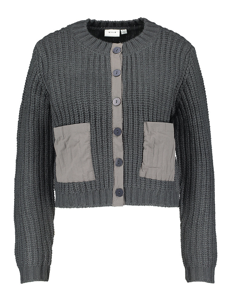 Donkergrijze gilet met knopen en speciale zakken Viberg Vila
