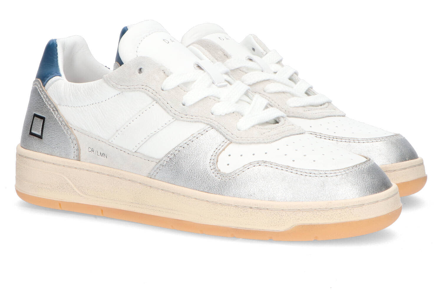 Baskets basses blanches argentées DATE