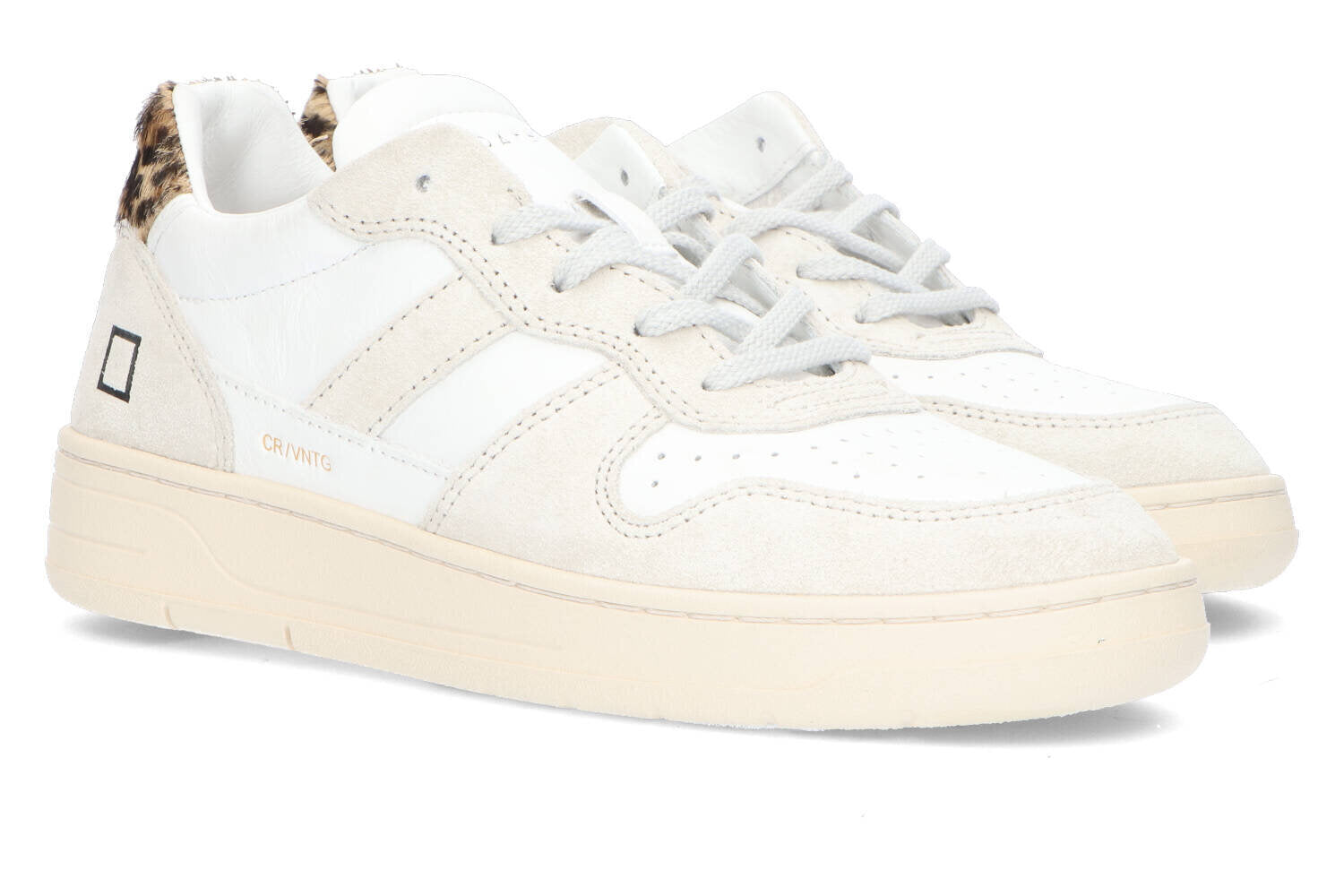 White/Leopard lage sneakers D.A.T.E