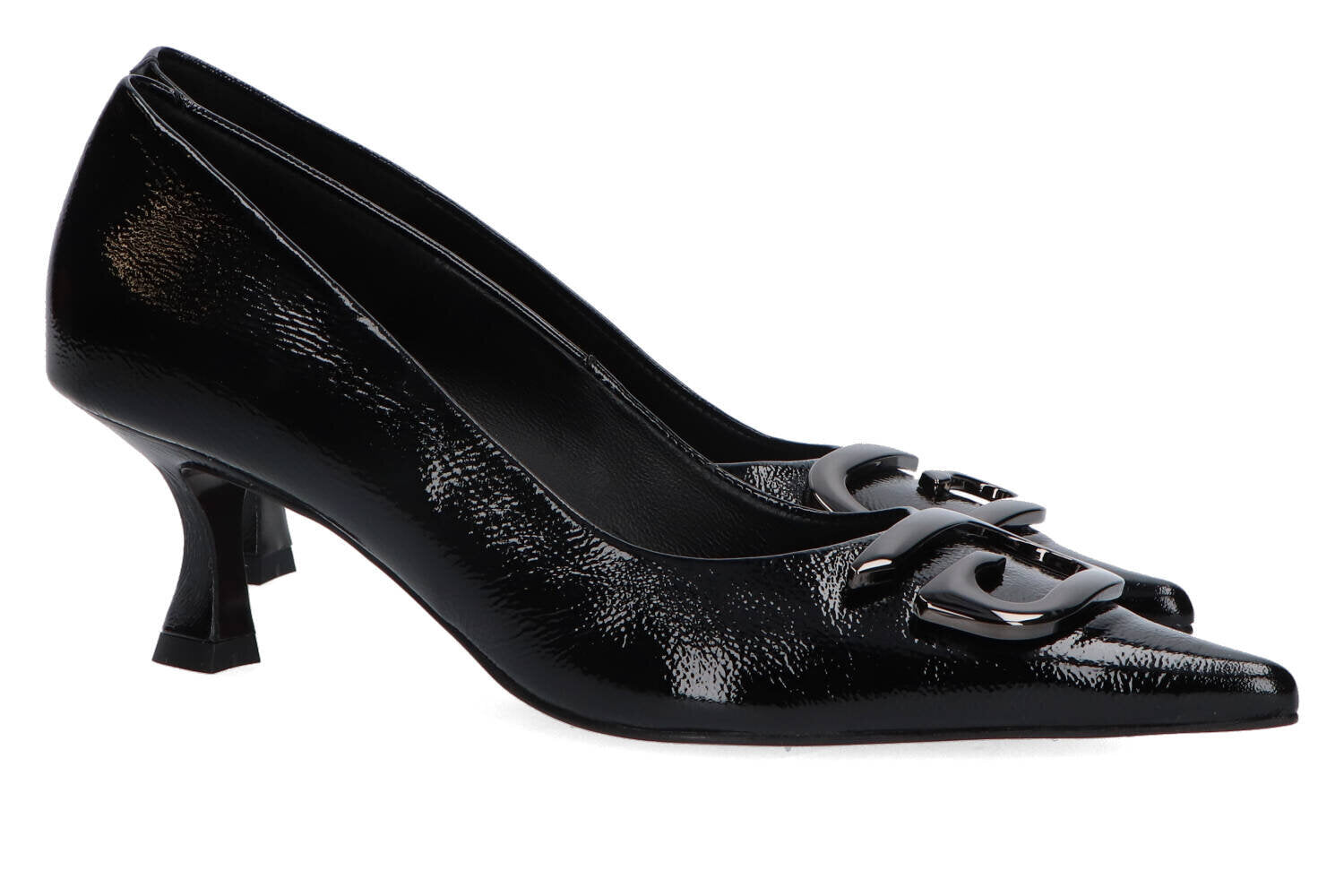 Escarpins métallisés noirs à talon aiguille Zinda