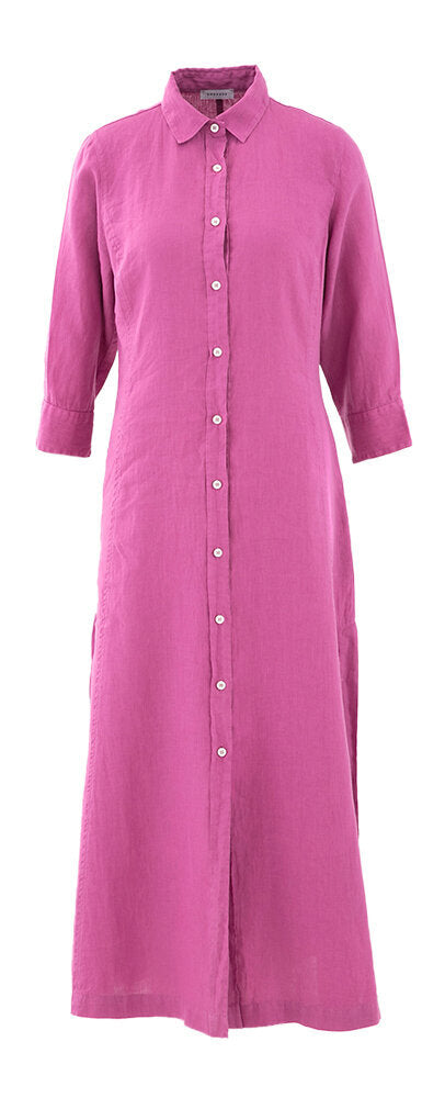 Robe-chemise longue en lin violet Rosso35