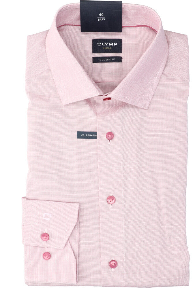 Roze katoenen hemd ( regular fit) met lange mouwen Olymp