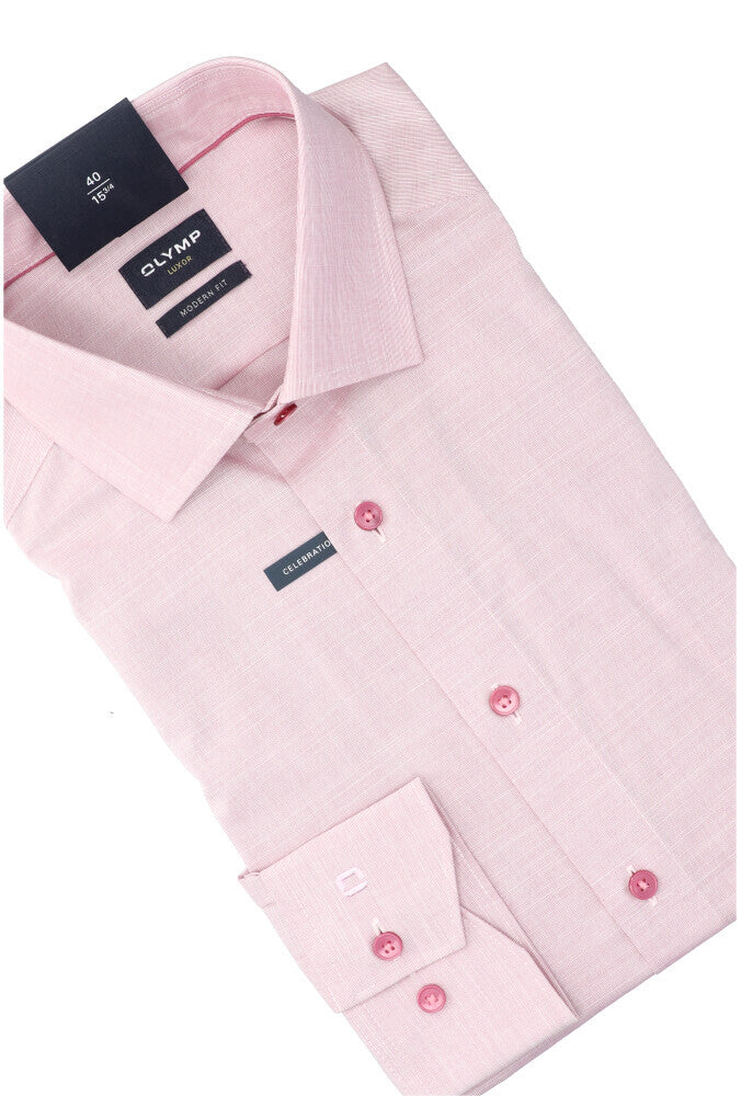 Roze katoenen hemd ( regular fit) met lange mouwen Olymp
