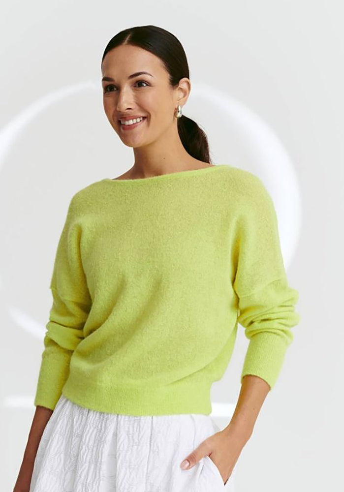 Pull vert citron à dos nu Parmo Furore