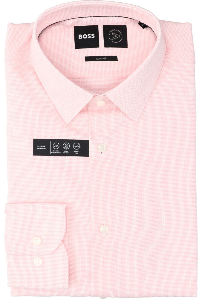 Light/pastel pink katoenen hemd (slim fit) en lange mouwen Hugo Boss