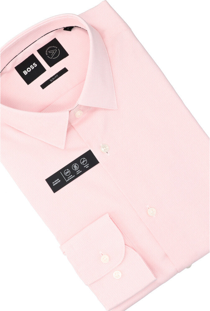 Light/pastel pink katoenen hemd (slim fit) en lange mouwen Hugo Boss