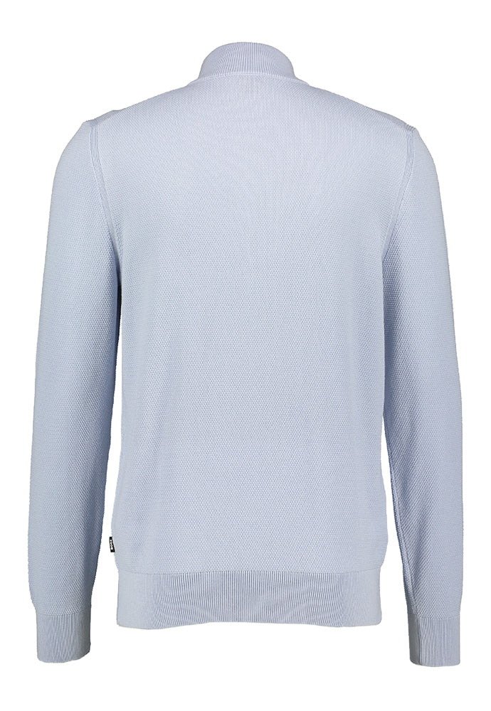 Pull bleu clair à structure fine et fermeture éclair courte Ebrando Hugo Boss