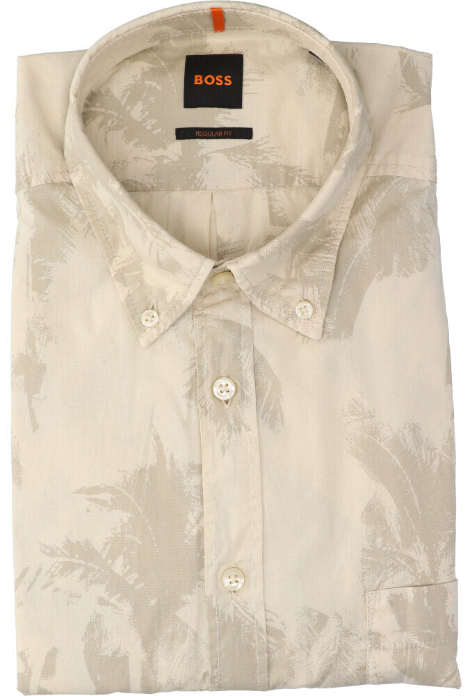 light beige katoenen hemd (regular fit) met print en lange mouwen Hugo Boss