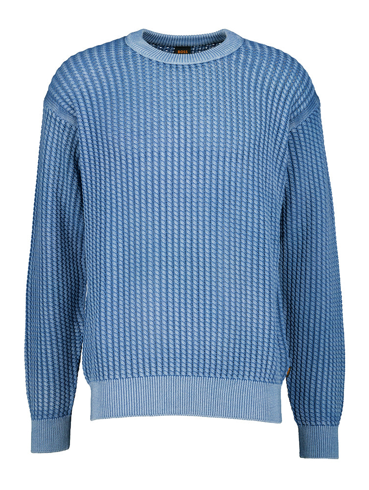 Pull en maille de coton bleu Hugo Boss
