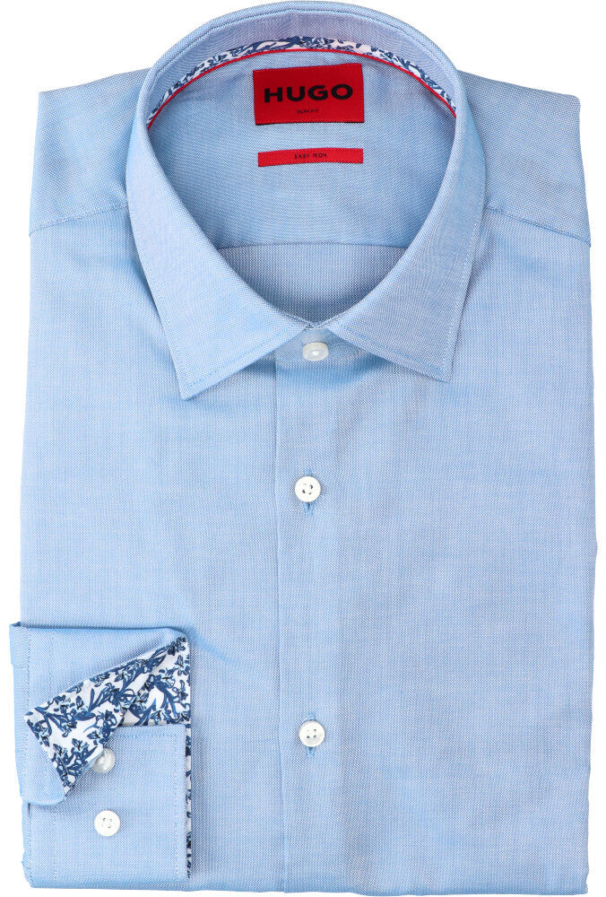 Light/pastel blue katoenen hemd (regular fit) en lange mouwen Hugo Boss