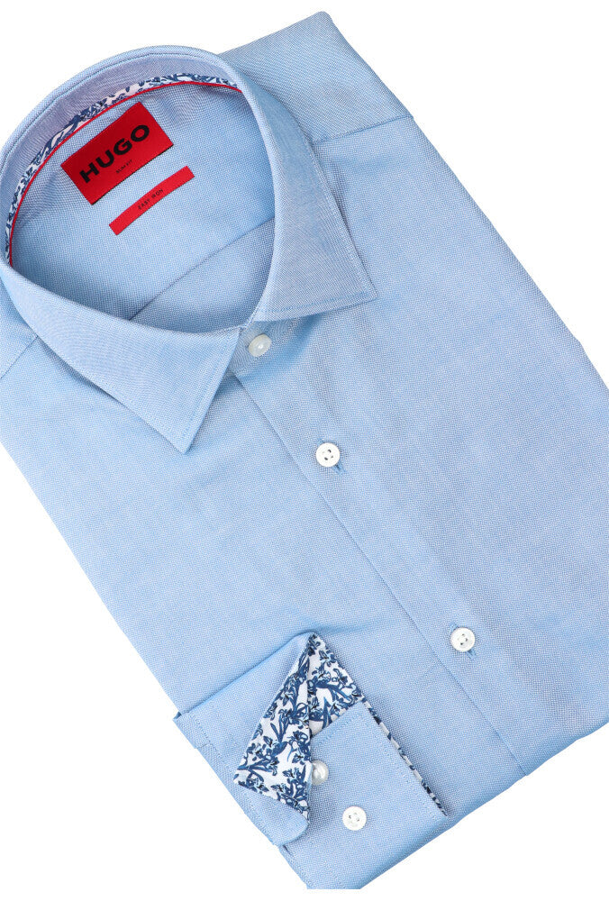 Light/pastel blue katoenen hemd (regular fit) en lange mouwen Hugo Boss