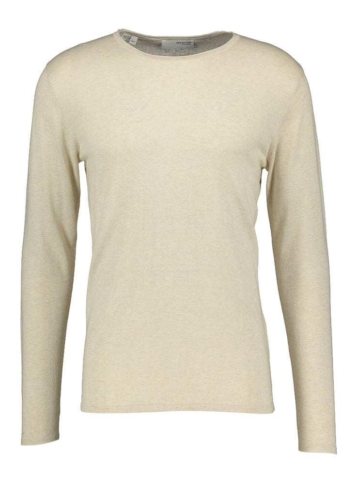Oatmeal pull met ronde hals en lange mouwen Selected