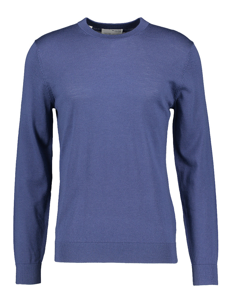Blauwe trui in merino wol Selected