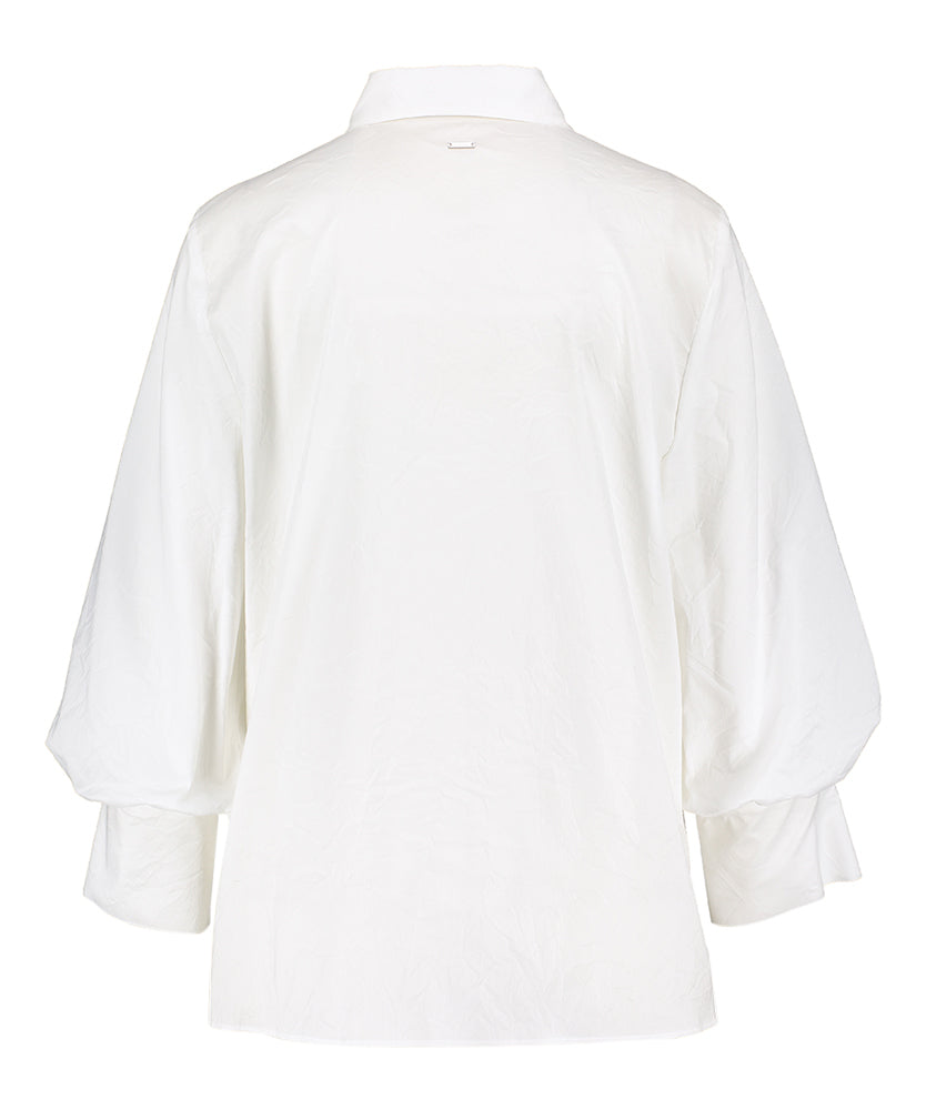 Chemisier blanc en coton froissé à manches bouffantes Heloise Xandres