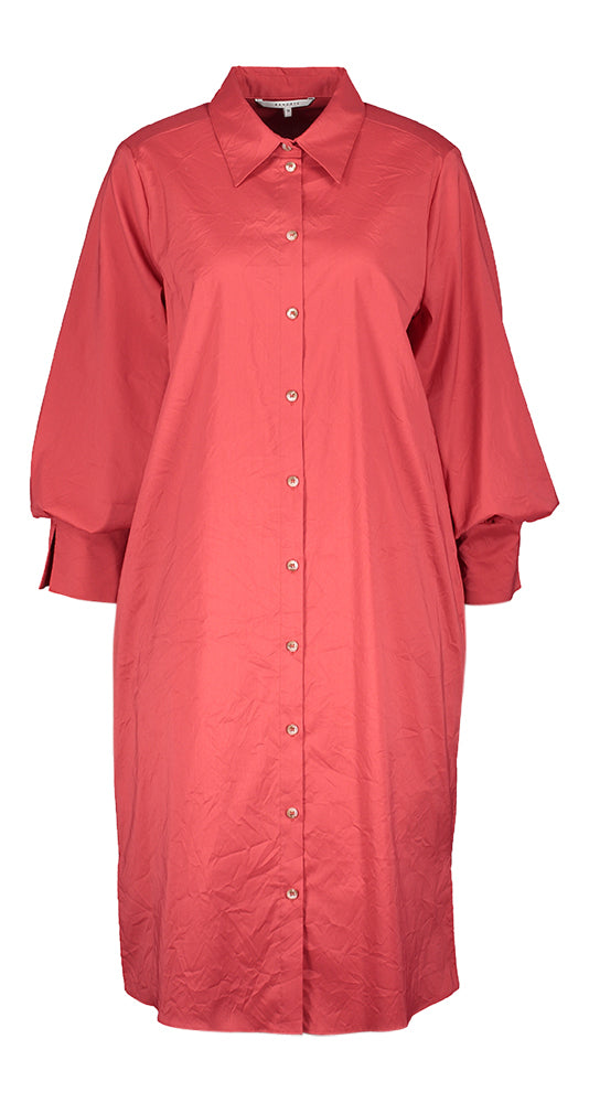 Robe-chemise rouge en coton froissé Keloise Xandres